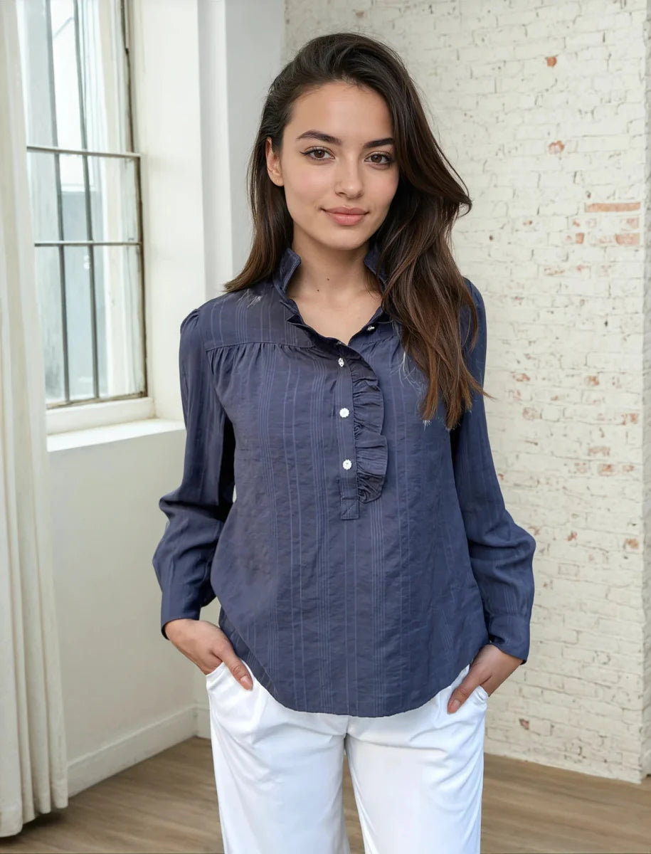 Continue - Skjorte - Ariana Navy blue - Aaberg DK