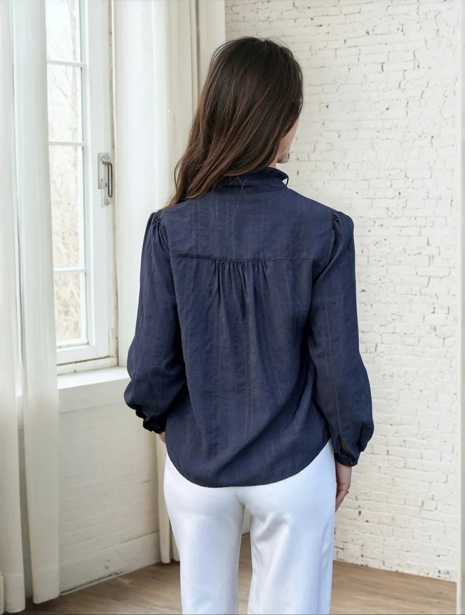 Continue - Skjorte - Ariana Navy blue - Aaberg DK