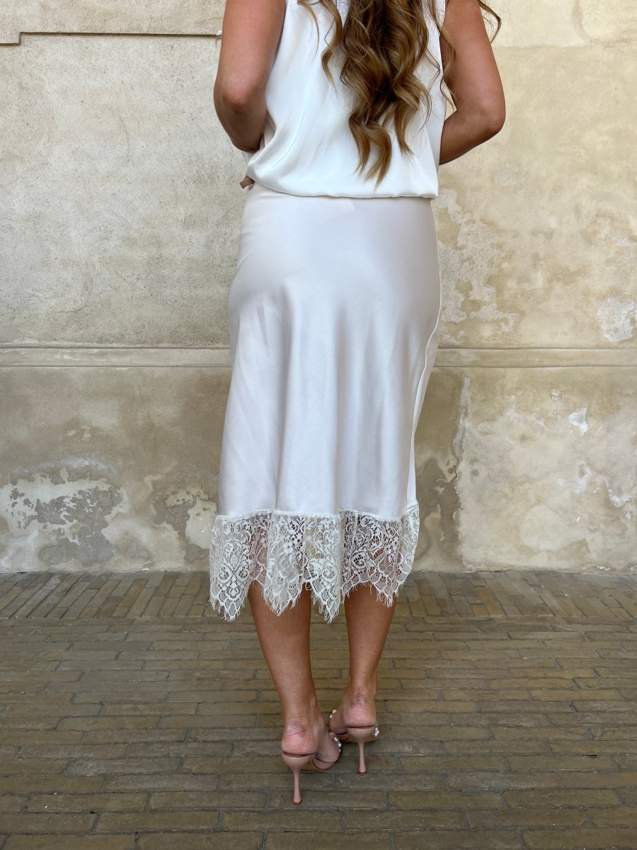 Copperose lace satin skirt - Aaberg DK