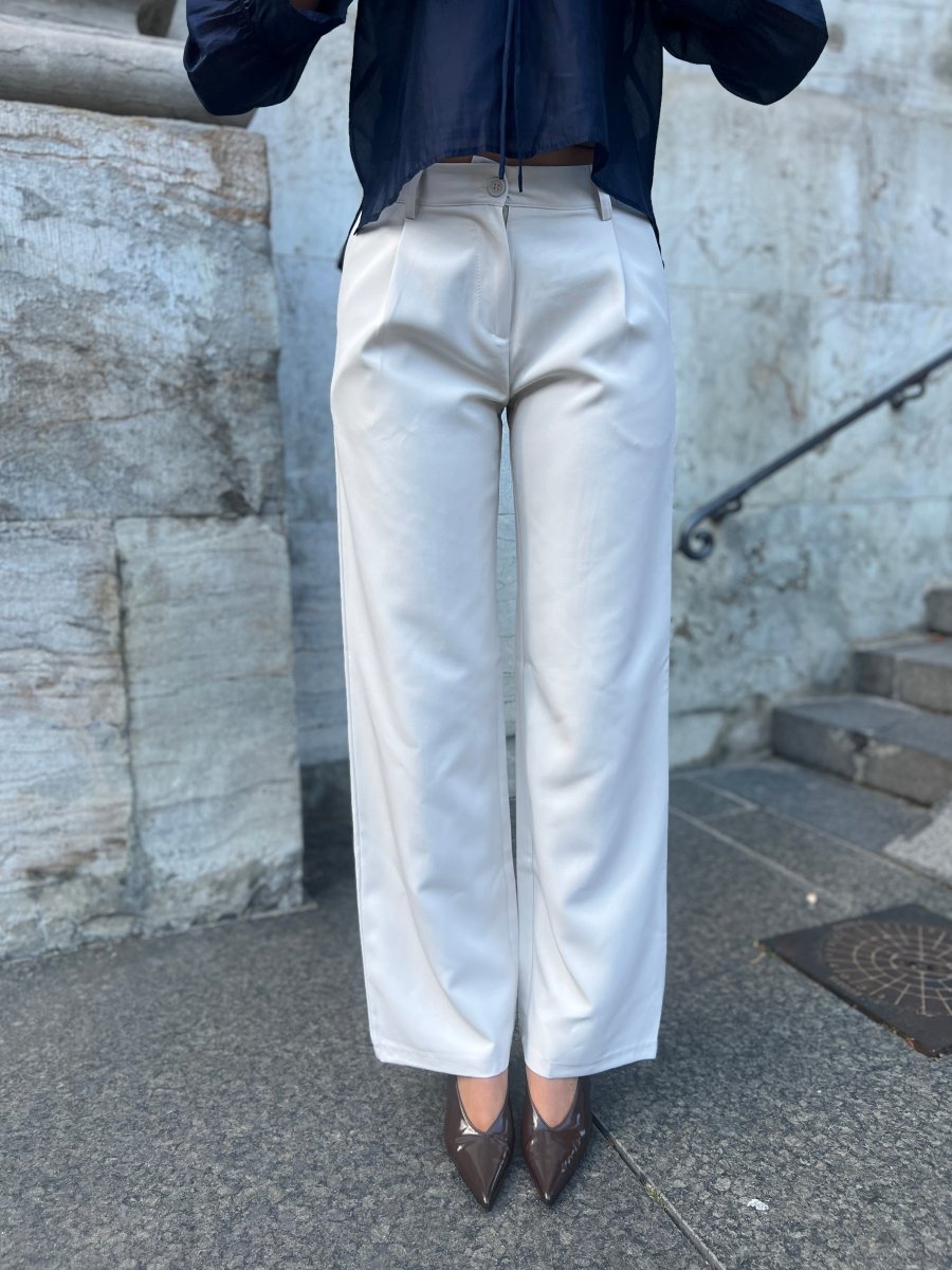 Eight Luxe cream trousers Long - Aaberg DK