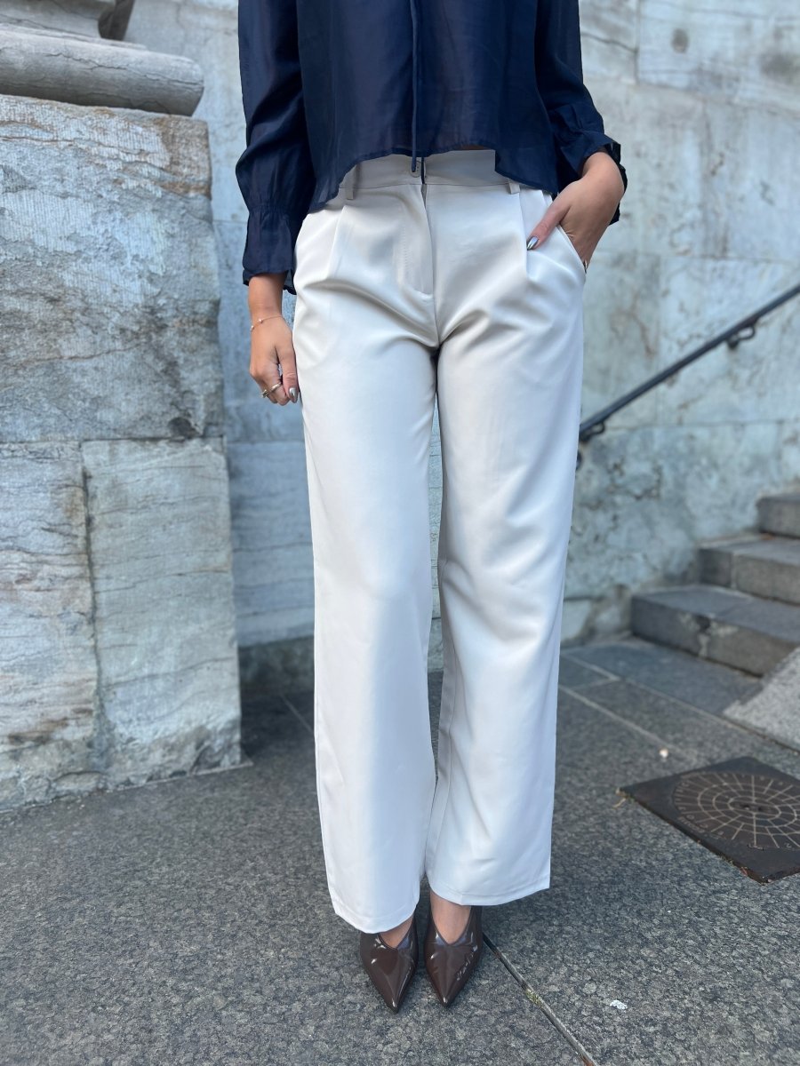 Eight Luxe cream trousers Long - Aaberg DK