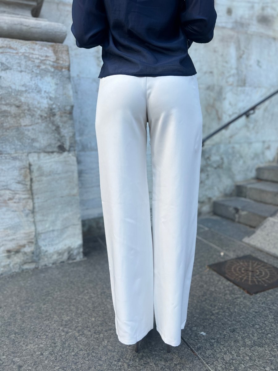 Eight Luxe cream trousers Long - Aaberg DK