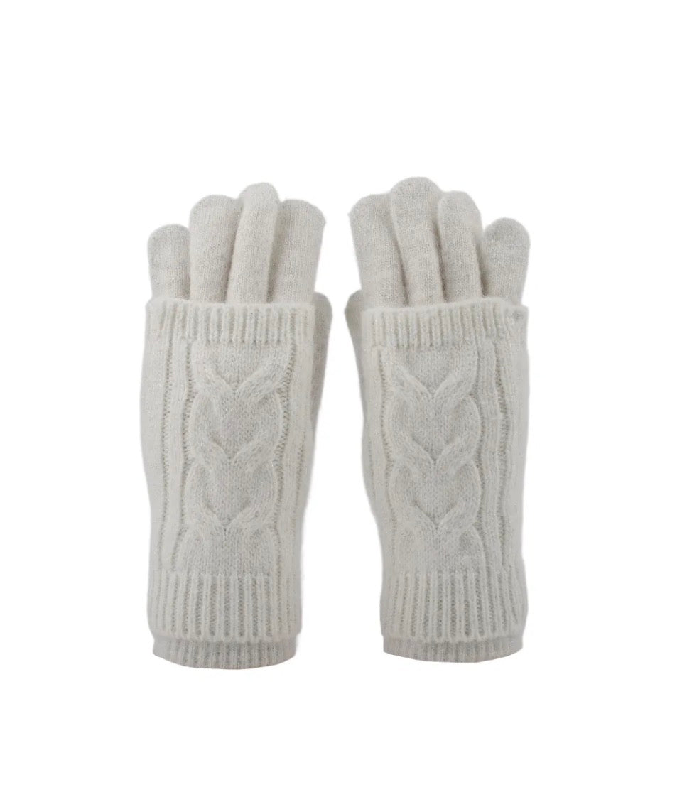 Ella beige knit gloves - Aaberg DK