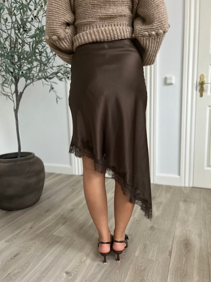Elli Brown satin skirt - Aaberg DK