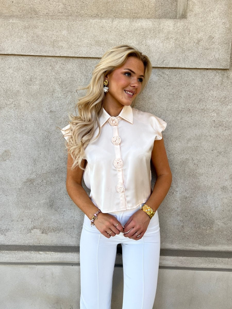 Elli powder satin skjorte - Aaberg DK