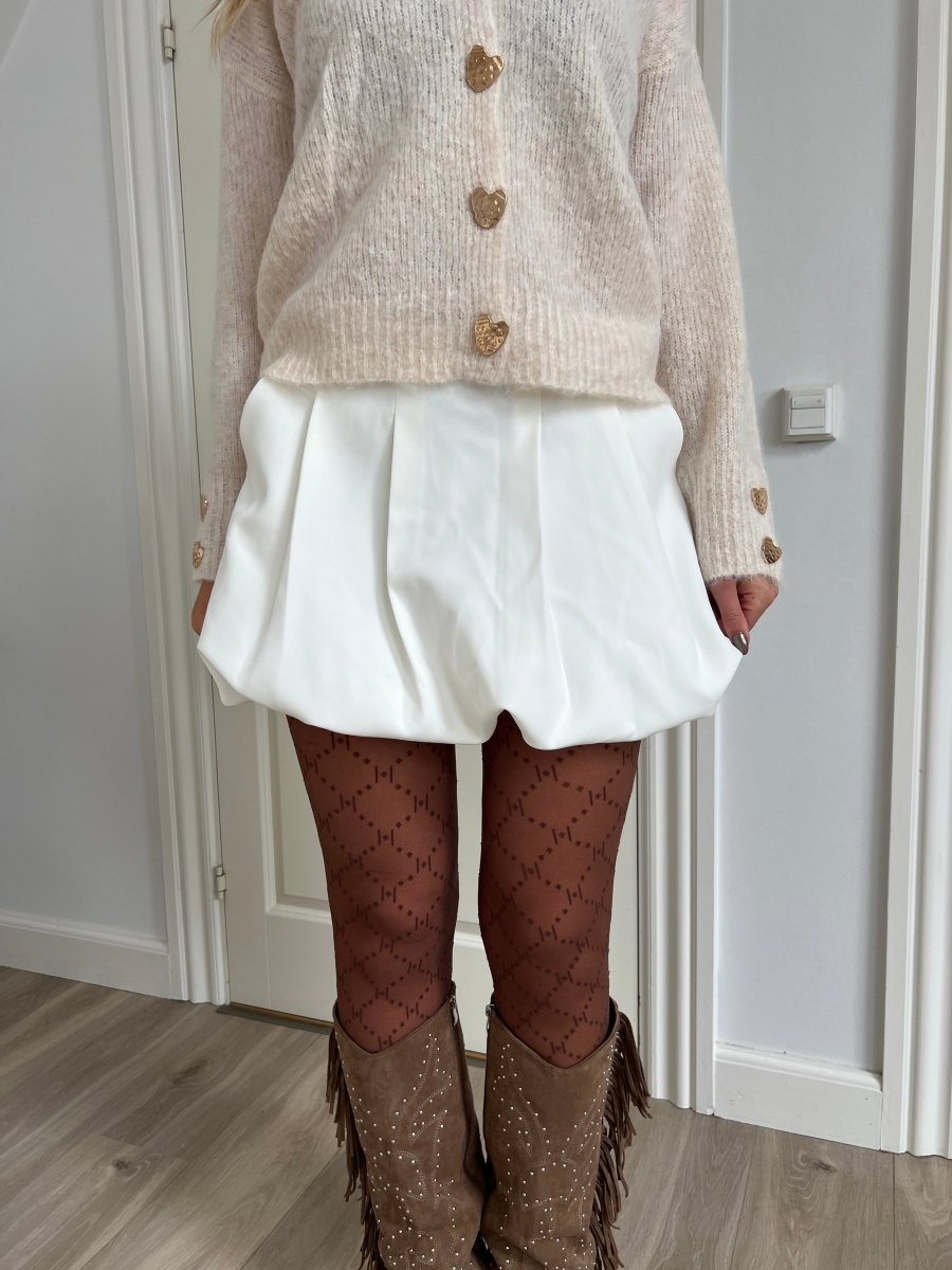 Elli white balloon skirt white - Aaberg DK