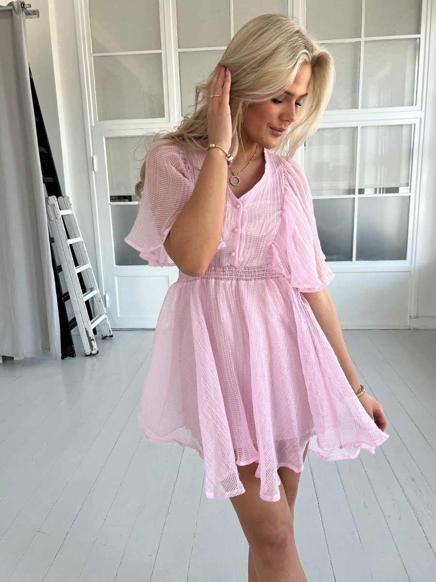 Elli White bubblegum short dress - Aaberg DK