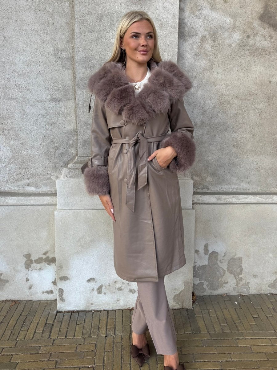 Flam faux leather coat muldvarp - Aaberg DK