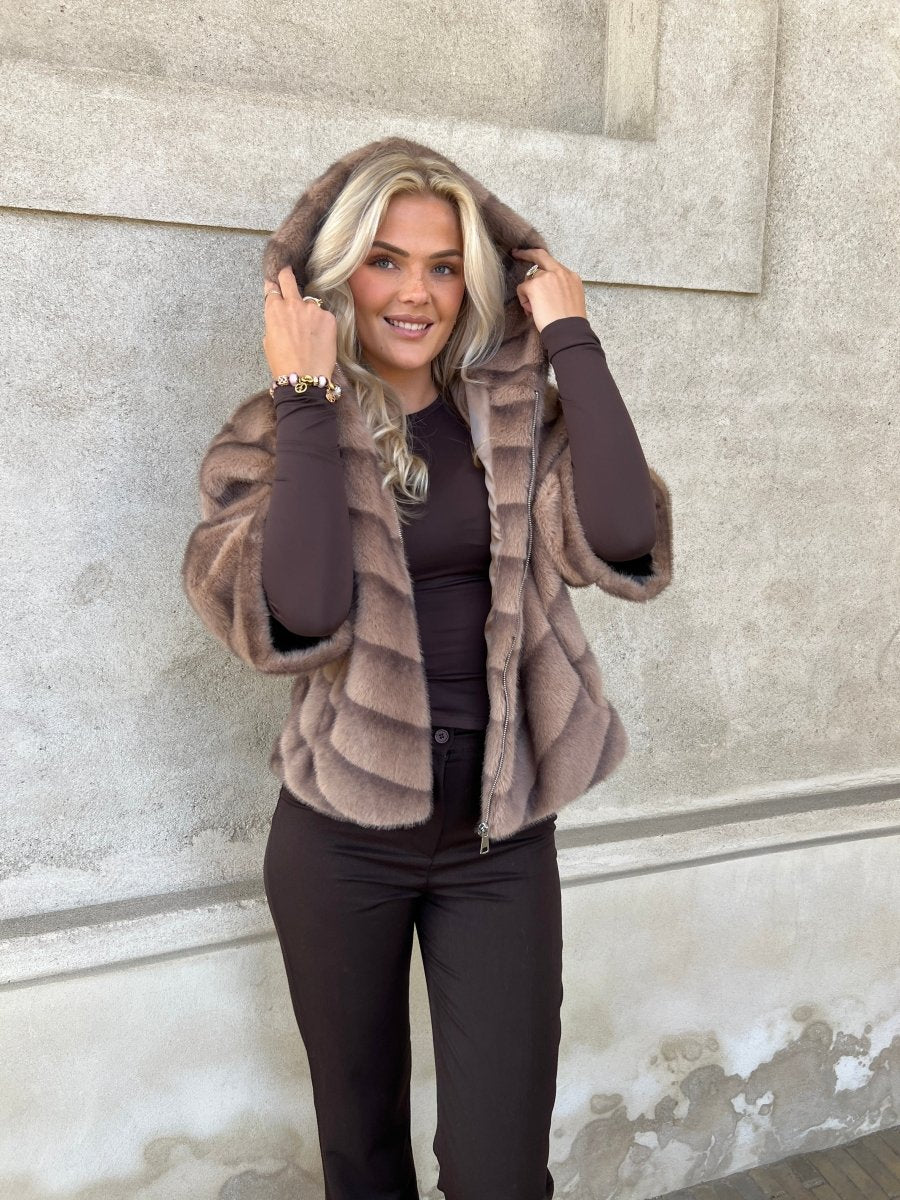 Flam muldvarp fake fur kappe - Aaberg DK