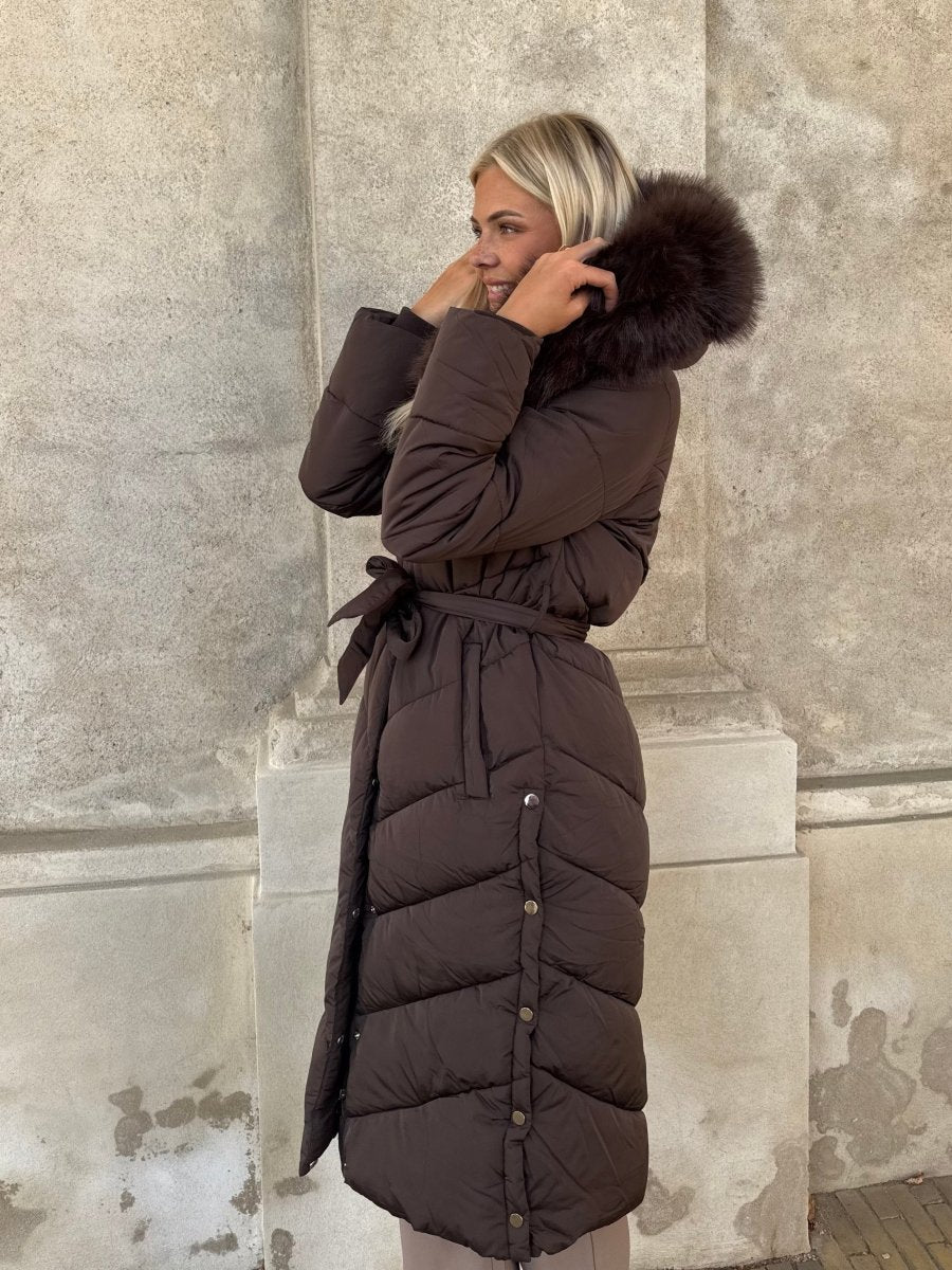 Flam puffer long coat camel - Aaberg DK