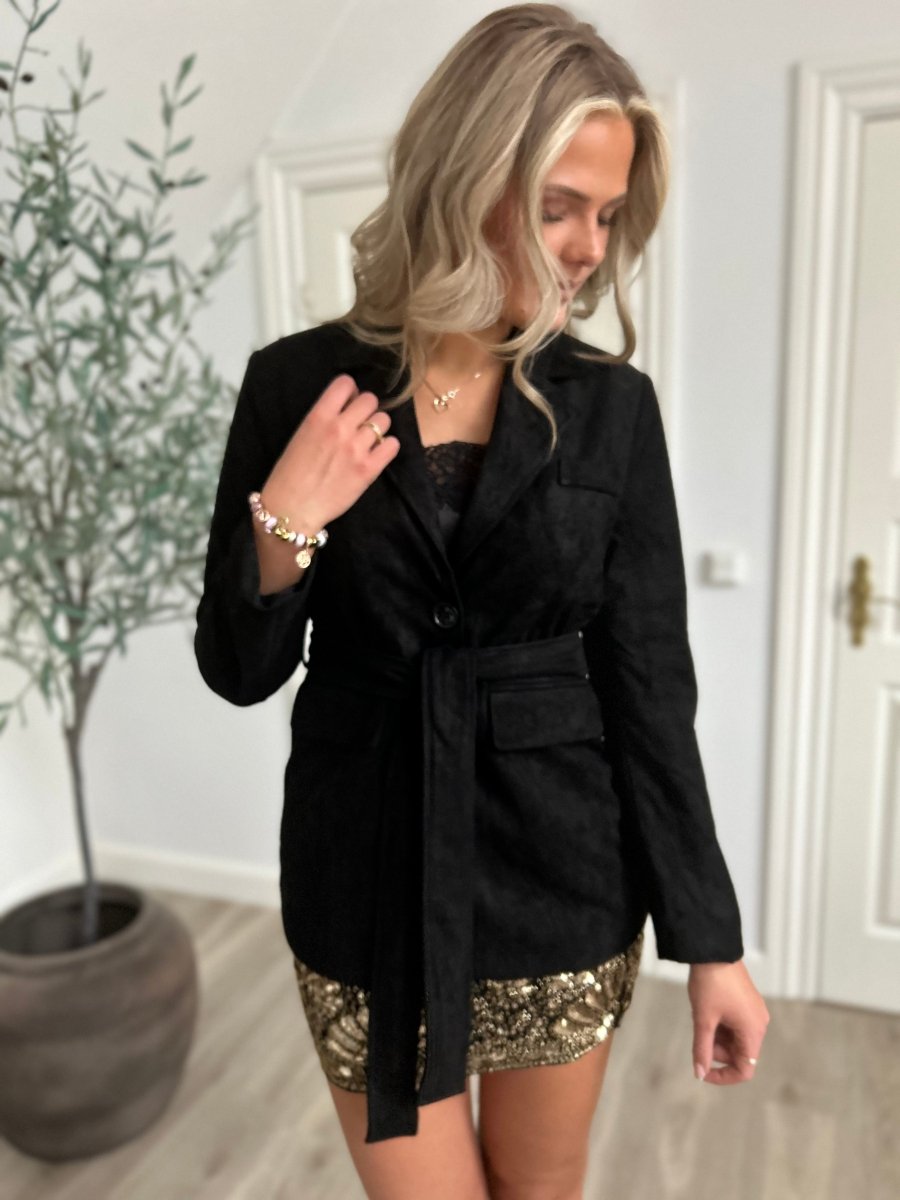 Frime black suede blazer - Aaberg DK