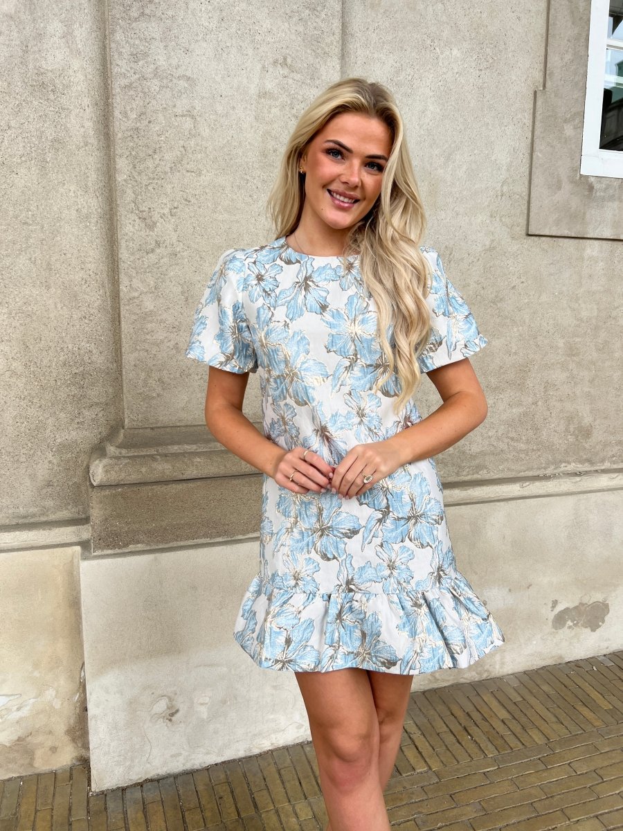 Golden Live blue ruffle dress - Aaberg DK