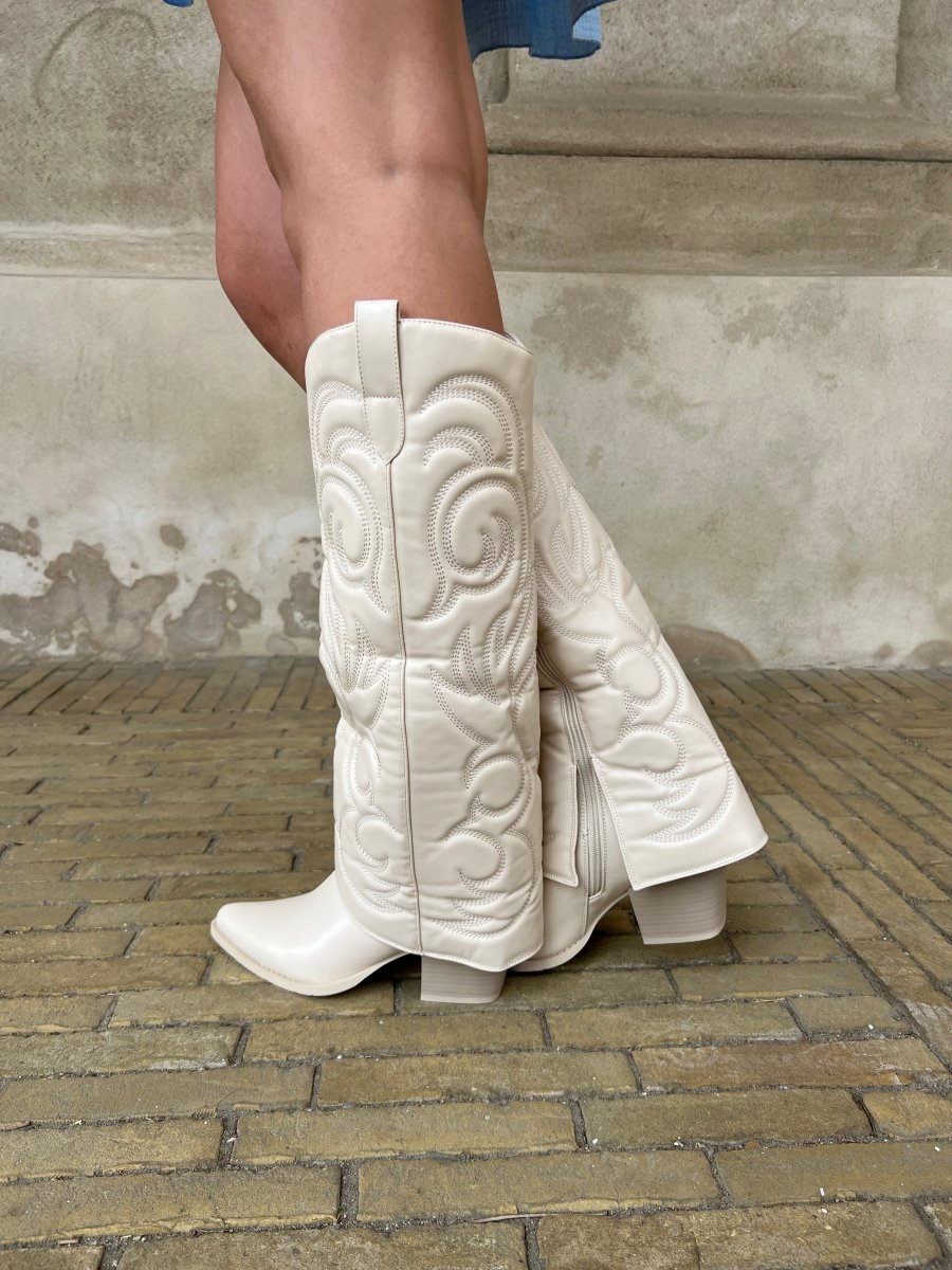 Joia high squared beige boot - Aaberg DK