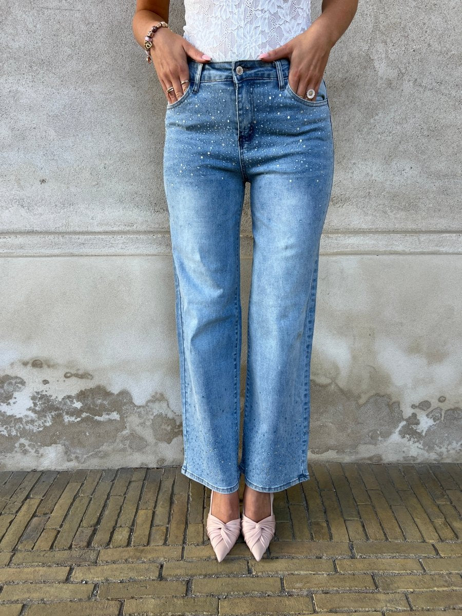 Laulia straight rhinestone jeans - Aaberg DK