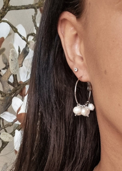 Sølv hoops med perler Øreringe, tilbehør, accessories Åberg CPH 