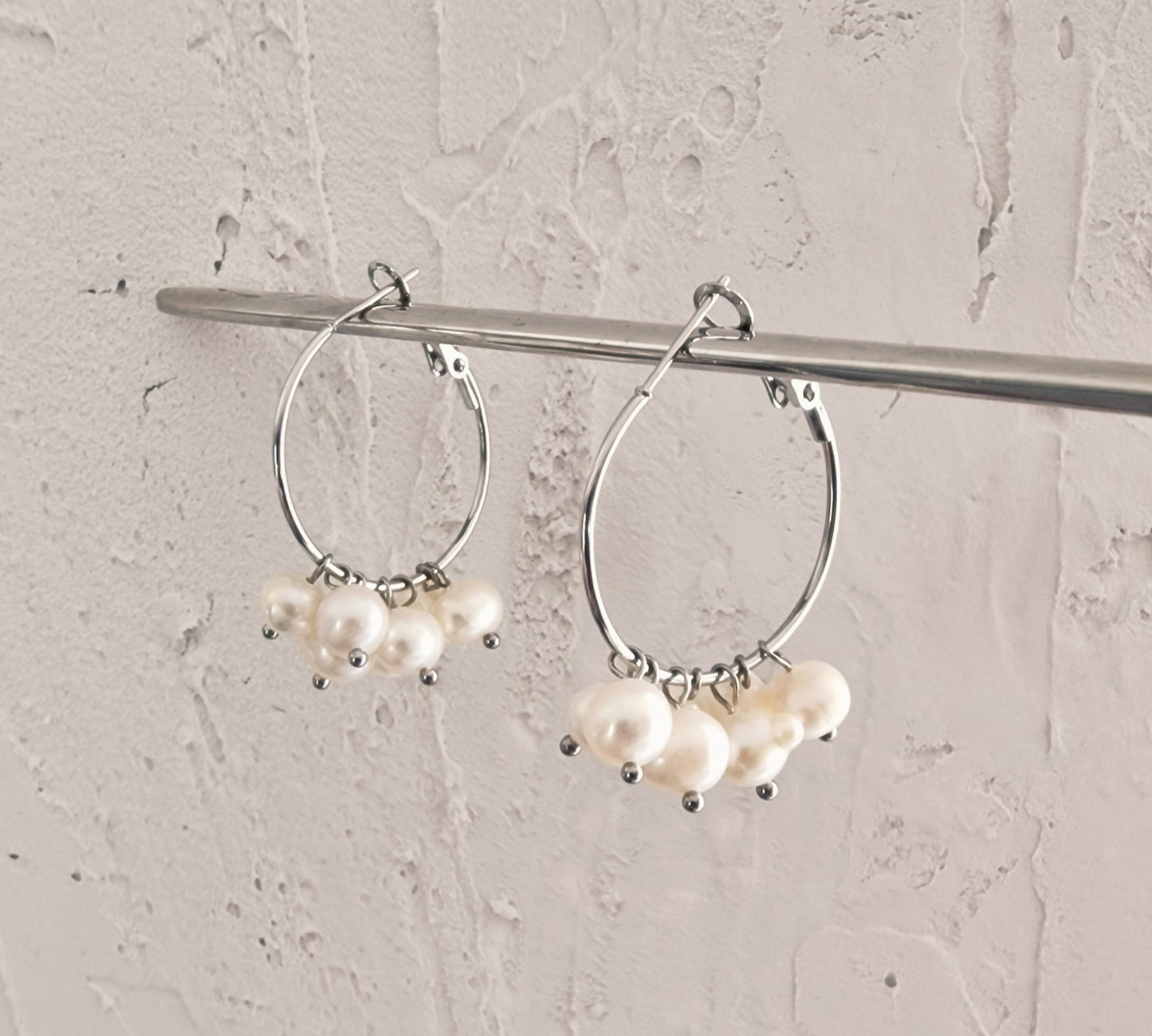 Sølv hoops med perler (2541) Øreringe, tilbehør, accessories Åberg CPH 