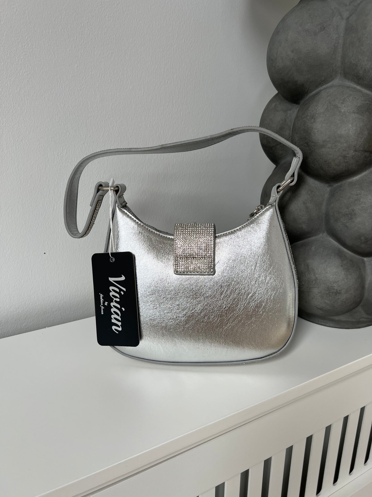 Vivian sølv glitter taske (7190) fra webshoppen Aaberg Copenhagen